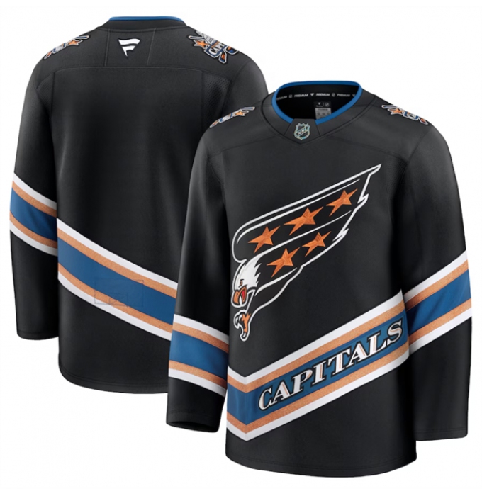 Men's Washington Capitals Blank Black 2024-25 Alternate Stitched Hockey Jersey