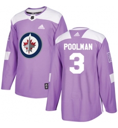 Men's Adidas Winnipeg Jets #3 Tucker Poolman Authentic Purple Fights Cancer Practice NHL Jersey