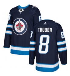 Men's Adidas Winnipeg Jets #8 Jacob Trouba Authentic Navy Blue Home NHL Jersey