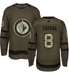 Men's Adidas Winnipeg Jets #8 Jacob Trouba Premier Green Salute to Service NHL Jersey