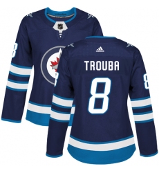 Women's Adidas Winnipeg Jets #8 Jacob Trouba Authentic Navy Blue Home NHL Jersey