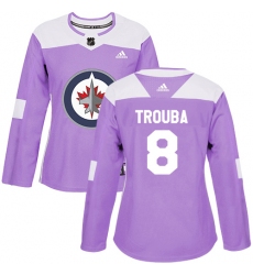 Women's Adidas Winnipeg Jets #8 Jacob Trouba Authentic Purple Fights Cancer Practice NHL Jersey