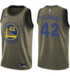 Youth Nike Golden State Warriors #42 Nate Thurmond Swingman Green Salute to Service NBA Jersey