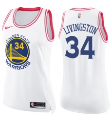 Women's Nike Golden State Warriors #34 Shaun Livingston Swingman White/Pink Fashion NBA Jersey