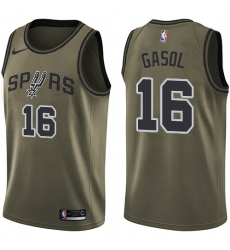 Youth Nike San Antonio Spurs #16 Pau Gasol Swingman Green Salute to Service NBA Jersey