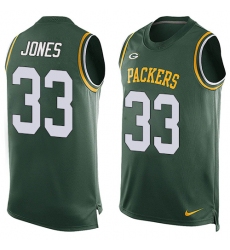 Men's Nike Green Bay Packers #33 Aaron Jones Limited Green Player Name & Number Tank Top NFL Jersey