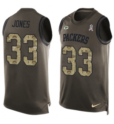 Men's Nike Green Bay Packers #33 Aaron Jones Limited Green Salute to Service Tank Top NFL Jersey