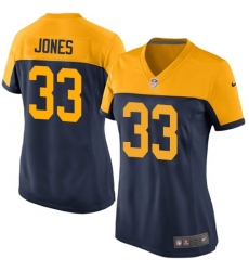 Women's Nike Green Bay Packers #33 Aaron Jones Game Navy Blue Alternate NFL Jersey