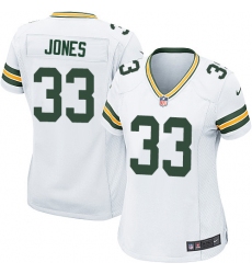 Women's Nike Green Bay Packers #33 Aaron Jones Game White NFL Jersey