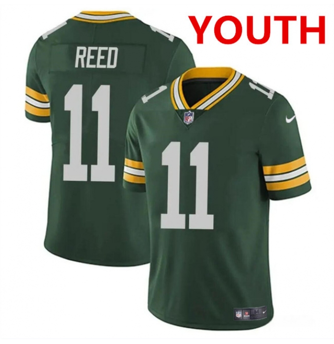 Youth Green Bay Packers #11 Jayden Reed Green Vapor Untouchable Football Stitched Jersey