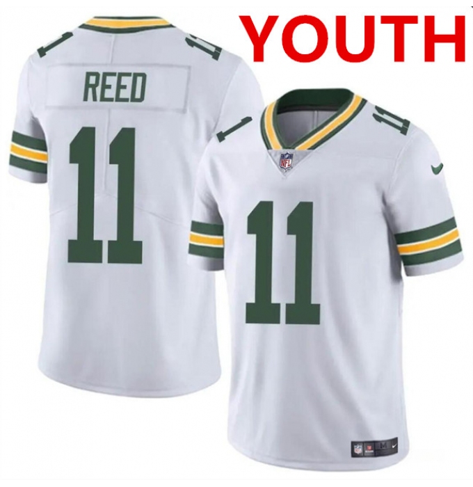 Youth Green Bay Packers #11 Jayden Reed White Vapor Untouchable Football Stitched Jersey