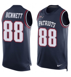 Men's Nike New England Patriots #88 Martellus Bennett Limited Navy Blue Player Name & Number Tank Top NFL Jersey