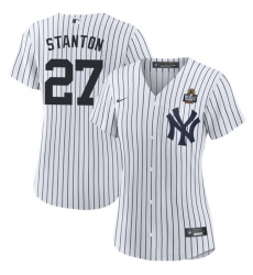 Women's New York Yankees #27 Giancarlo Stanton White 2024 World Series Cool Base Stitched Baseball Jersey(Run Small)1