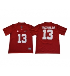 Alabama Crimson Tide 13 Tua Tagovailoa Red With Diamond Logo College Football Jersey