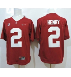 Alabama Crimson Tide #2 Derrick Henry Red SEC Patch Stitched NCAA Jersey