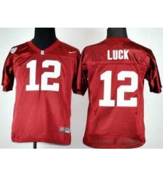 Kids Stanford Cardinal 12# Andrew Luck Red College Football NCAA Youth Jerseys