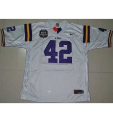 LSU Tigers #42 Michael Ford White 2012 BCS Championship Patch Embroidered NCAA Jersey