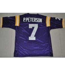 LSU Tigers #7 P.Peterson Purple Embroidered NCAA Jersey