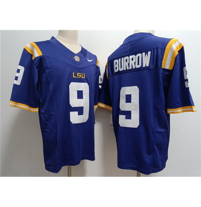 Men's LSU Tigers #9 Joe Burreaux Purple 2023 Stitched Football Jersey