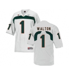 Miami Hurricanes 1 Mark Walton White College Football Jersey