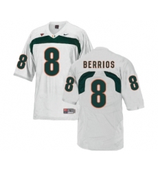 Miami Hurricanes 8 Braxton Berrios White College Football Jersey