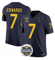 Men's Michigan Wolverines #7 Donovan Edwards 2024 F.U.S.E. Navy National Championship Stitched Jersey