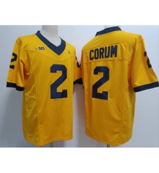 Men's Michigan Wolverines Blake Corum #2 Yellow High School F U S E Stitched Game Jersey