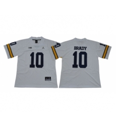 Michigan Wolverines 10 Tom Brady White College Football Jersey