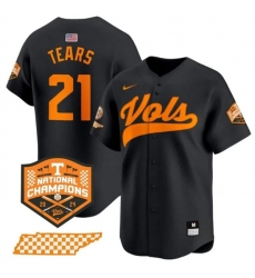 Men's Tennessee Volunteers #21 Kavares Tears Black 2024 Champions Vapor Limited Stitched Jersey