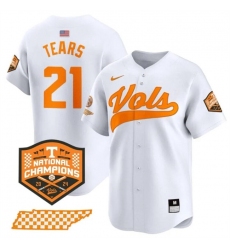 Men's Tennessee Volunteers #21 Kavares Tears White 2024 Champions Vapor Limited Stitched Jersey