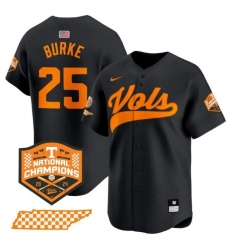 Men's Tennessee Volunteers #25 Blake Burke Black 2024 Champions Vapor Limited Stitched Jersey