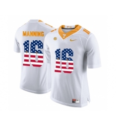 Tennessee Volunteers 16 Peyton Manning White USA Flag College Football Jersey