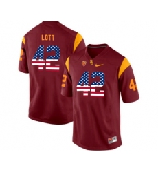 USC Trojans 42 Ronnie Lott Red USA Flag College Football Jersey