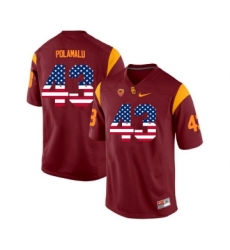 USC Trojans 43 Troy Polamalu Red USA Flag College Football Jersey