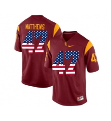 USC Trojans 47 Clay Matthews Red USA Flag College Football Jersey