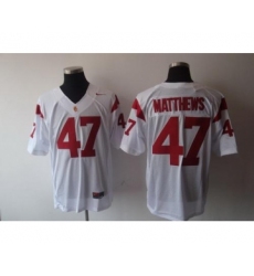 USC Trojans 47 Matthews white Jerseys