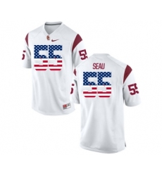 USC Trojans 55 Trojans Seau White USA Flag College Football Jersey