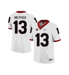 Georgia Bulldogs 13 Elijah Holyfield White Nike College Football Jersey