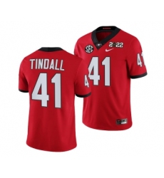 Men’s Georgia Bulldogs #41 Channing Tindall 2022 Patch Red College Football Stitched Jersey