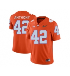 Clemson Tigers 42 Stephone Anthony Orange With Diamond Logo College Football Jersey