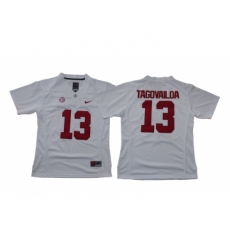 Alabama Crimson Tide 13 Tua Tagovailoa White Women With Diamond Logo College Football Jersey