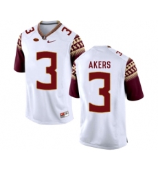 Florida State Seminoles 3 Cam Akers White College Football Jersey