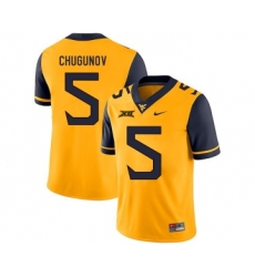 West Virginia Mountaineers 5 Chris Chugunov Gold College Football Jersey