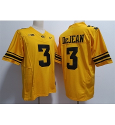 Men's Iowa Hawkeyes #3 Cooper DeJean Yellow Stitched Jersey