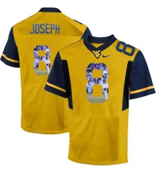 West Virginia Mountaineers #8 Karl Joseph Gold With Portrait Print College Football Jersey