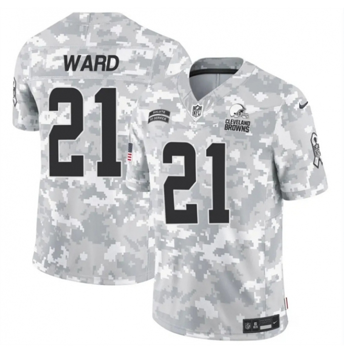 Men's Cleveland Browns #21 Denzel Ward 2024 F.U.S.E Arctic Camo Salute To Service Limited Stitched Football Jersey