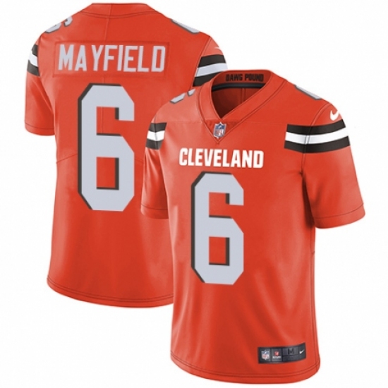 Men's Nike Cleveland Browns #6 Baker Mayfield Orange Alternate Vapor Untouchable Limited Player NFL Jersey
