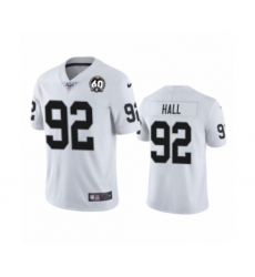 Men's Oakland Raiders #92 P.J. Hall White 60th Anniversary Vapor Untouchable Limited Player 100th Season Football Jersey