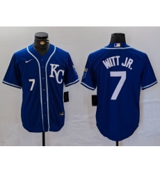 Men's Kansas City Royals #7 Bobby Witt Jr Number Royal Cool Base Stitched Baseball Jersey