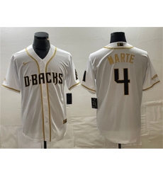 Men's Arizona Diamondbacks #4 Ketel Marte White Gold Cool Base Stitched Baseball Jersey